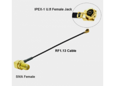 Кабель Пигтейл IPEX U.fl Female - SMA Female 90 Радиочастотный кабель RG1.13 (SMA F to IPEX-1) 15 см