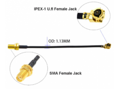 Кабель Пигтейл IPEX U.fl Female - SMA Female Радиочастотный кабель RG1.13 (SMA F to IPEX-1) 15 см