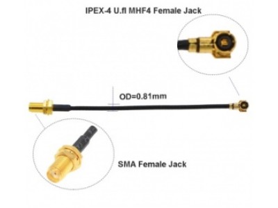 Кабель Пигтейл MHF4 IPEX4 IPX4 Female - SMA Female Радиочастотный кабель RG1.13 (SMA F to MHF) 5 см